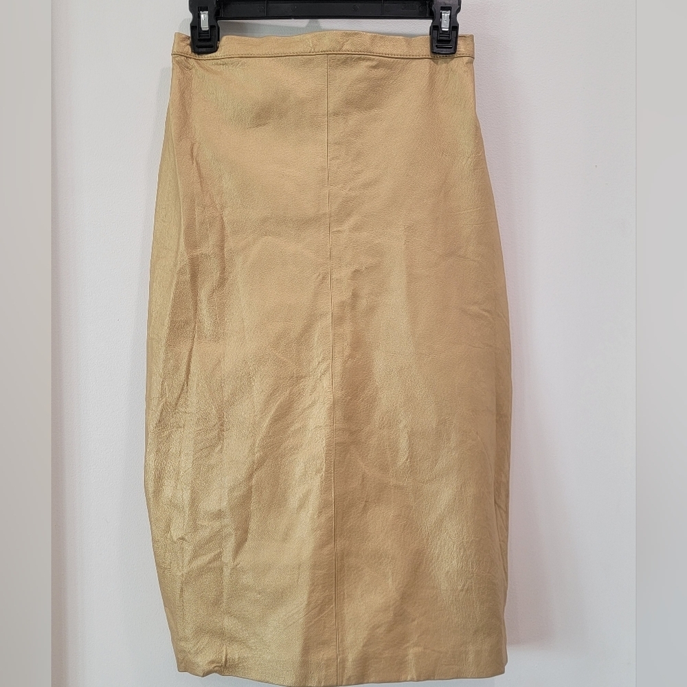 Santa Fe Skirt Women's Size 10 Gold Leather Knee Length